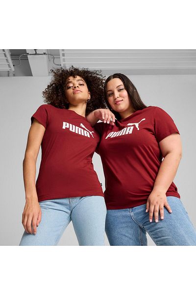 Puma تي شيرت بشعار ESS - أحمر مكثف