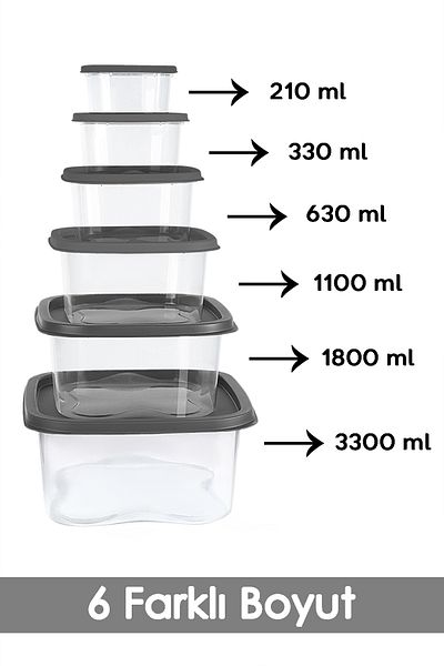 Meleni Home Set of 22 Anthracite Food Storage Containers - Suitable for Microwave Deep Freezer