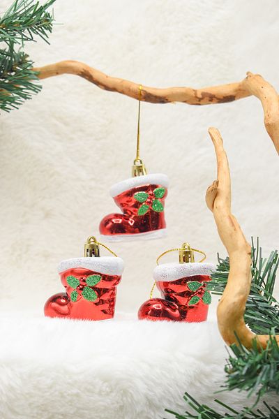 Waldern 3-Piece Boots Ornament Red Christmas Pine Tree Ornament