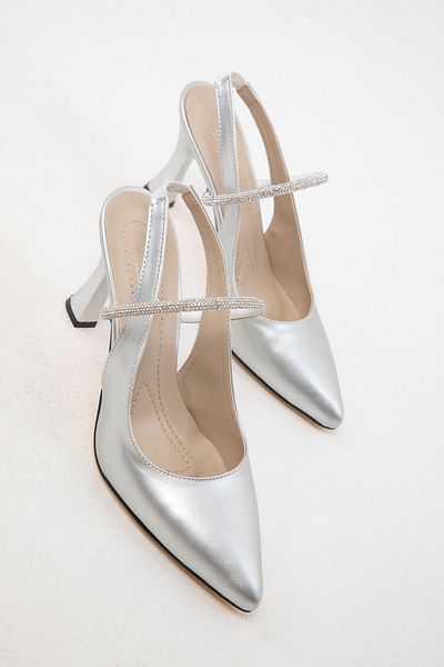 SOHO Silberne klassische Damenschuhe mit Absatz 16965