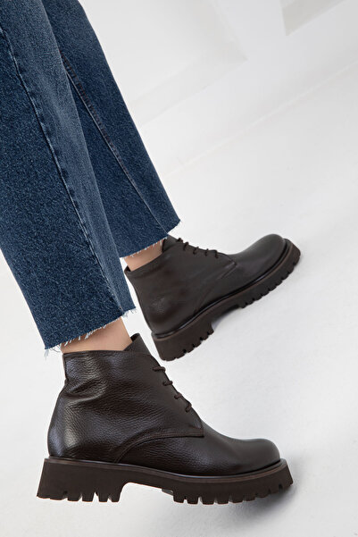 SOHO Kahve Hakiki Deri Kadın Bot & Bootie 19839