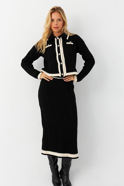 Cool & Modest Women's Black Knitwear Set - Bottom and Top Set Nuv34