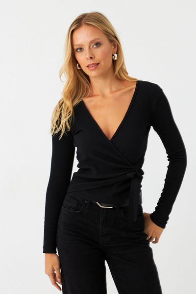 Cool & Sexy Damska czarna bluzka z przodu, kurczliwa, dwurzędowa, na ramiączkach Ey2998