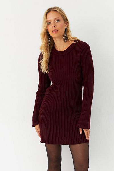 Cool & Sexy Rochie mini tricotaje spaniole bordeaux pentru femei YV273