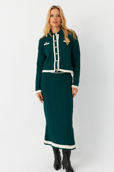 Cool & Modest Emerald Green Women's Knitwear Set - Bottom and Top Set Nuv34