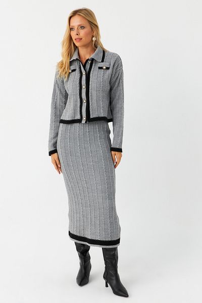 Cool & Modest Graues Doppelstrick-Set – Damen NUV34