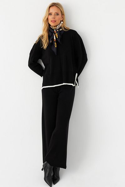Cool & Modest Women's Black Knitwear Set - Bottom and Top Set Myil12