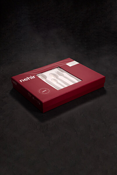 Nehir Safir Sade 12 Kişilik 84 Parça Deri Kutulu Çatal Kaşık Bıçak Takımı