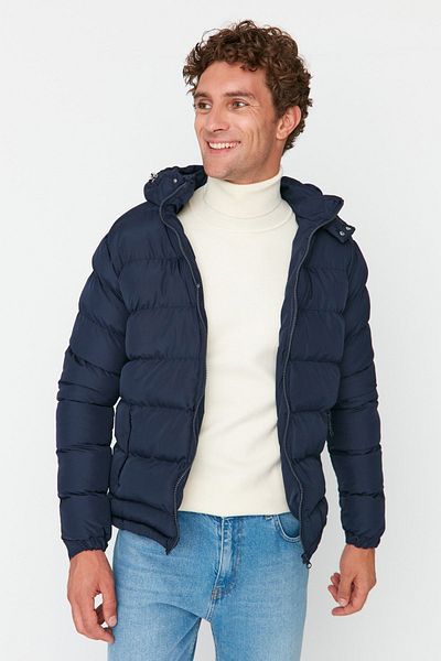 Trendyol Collection Marineblauer, normaler, aufblasbarer Wintermantel – wind- und wasserabweisend TMNAW22MO0132