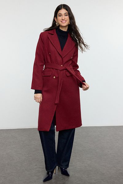 Trendyol Collection Palton roșu cu curea - TWOAW23KB00018