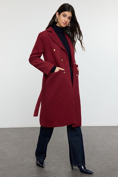 Trendyol Collection Palton roșu cu curea - TWOAW23KB00018
