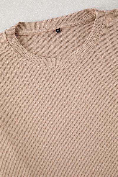 Trendyol Collection Μπλουζάκι με υφή με λαιμόκοψη σε μεγάλο μέγεθος Camel Color - TMNSS24BF00062