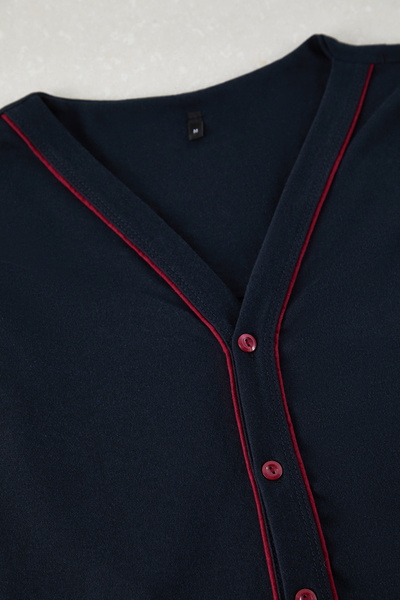 Trendyol Collection Sada pleteného pyžama v námořnické modré barvě Tmnaw25Pt00074