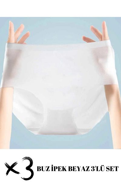 SWEETKORSE Mătase albă cu talie înaltă - set de 3, mătase de gheață fără urme, fantomă fără sudură, tăiere subțire cu laser, micro transparent