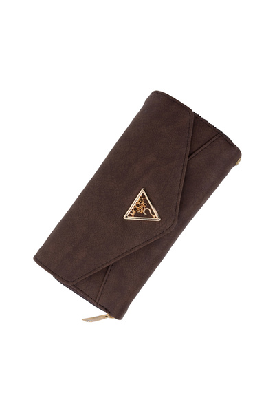 Velvoria Portofel de damă din țesătură clinker maro cu fermoar