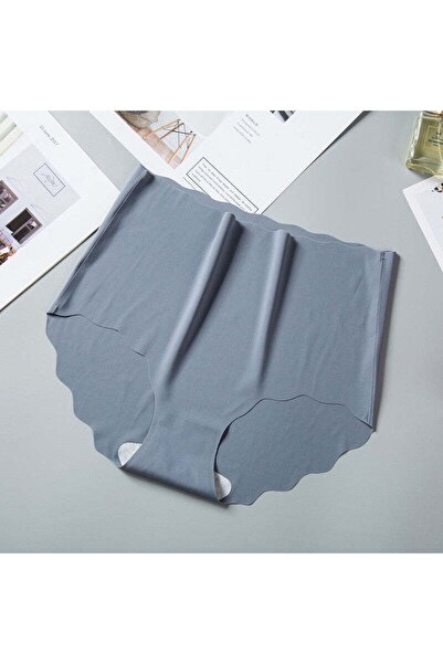 SWEETKORSE Set de 3 cu talie înaltă - Chiloți elastici antracit, fără sudură, fără urme și elastic din lemn