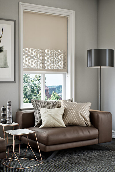 Genel Markalar Lazer Kesim Mat Stor Perde, Lazer Kesimli Klasik Serisi, C-181003 Açık Kahverengi