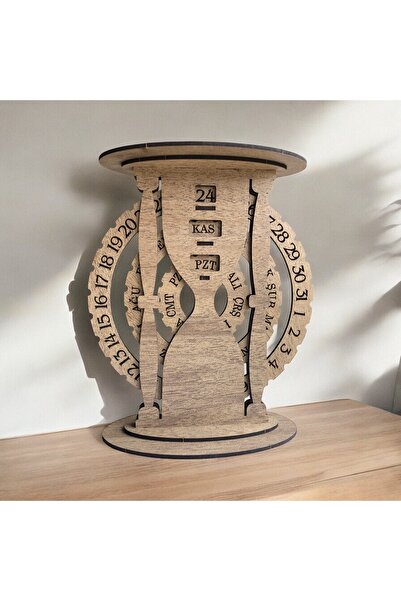 Vera Atolye İsme Özel Mesajlı Ahşap Sonsuz Takvim Kum Saati Şekilli