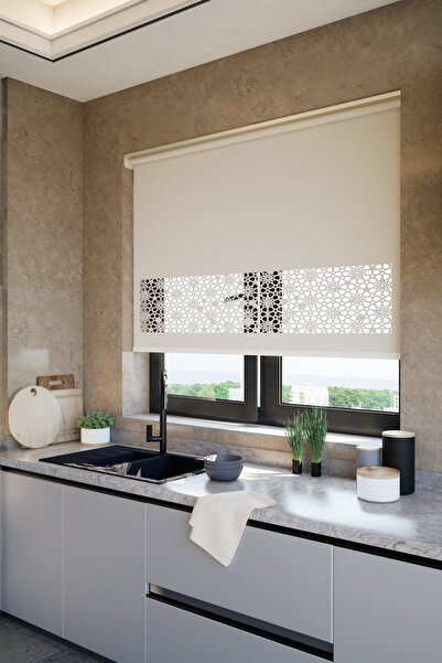 Genel Markalar Lazer Kesim Mat Stor Perde, Lazer Kesimli Klasik Serisi, C-101001 Beyaz Renk