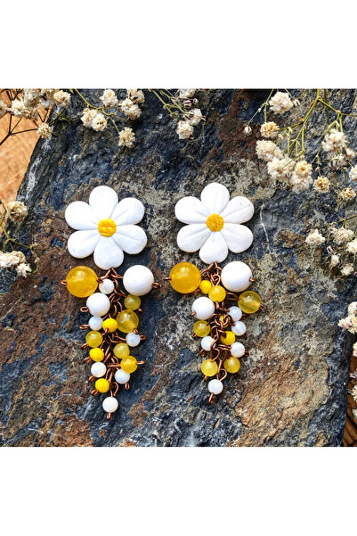 MODA حلق زهرة فيمو مصنوع يدويًا من الأسلاك النحاسية