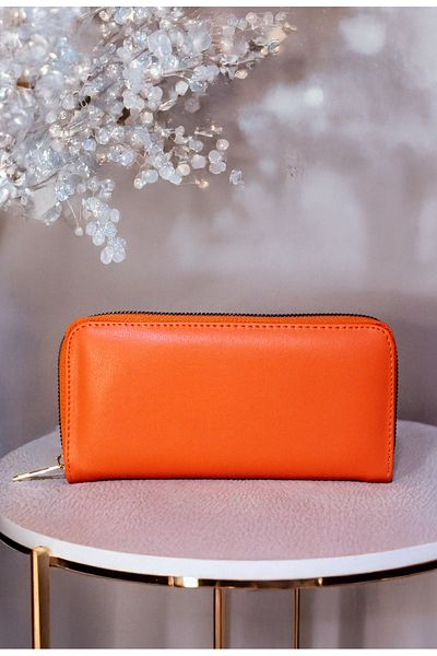 Begece Stylish Orange Wallet Accessory with Zippered Snowflake Coin Compartment