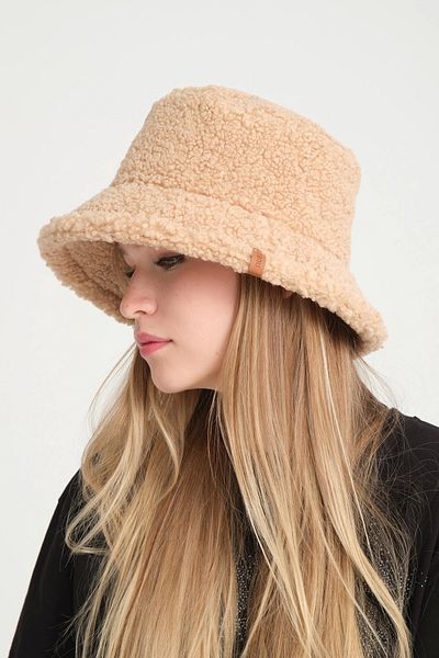 robanu Stylish Lamb Wool Bucket Hat |   Latte Color Lamb Bucket Hat