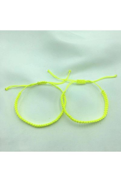 Tralles Takı Double Macrame Braided Adjustable Phosphorus Yellow Bracelet