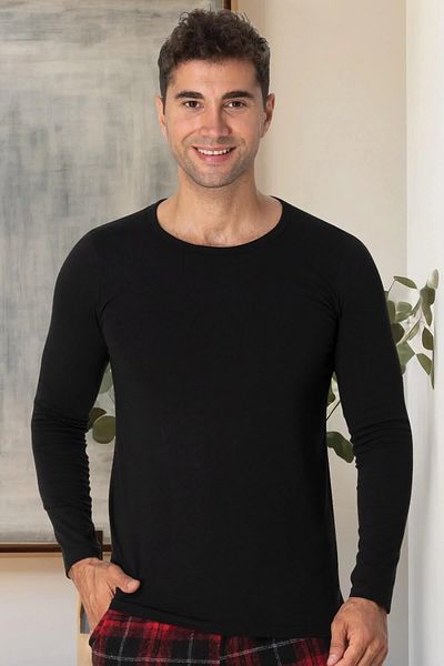 Mecit Pijama Μακρυμάνικο, Λαιμόκοψη, Εποχιακό, Ανδρικό T-shirt & Πιτζάμα, Βαμβάκι & Lycra