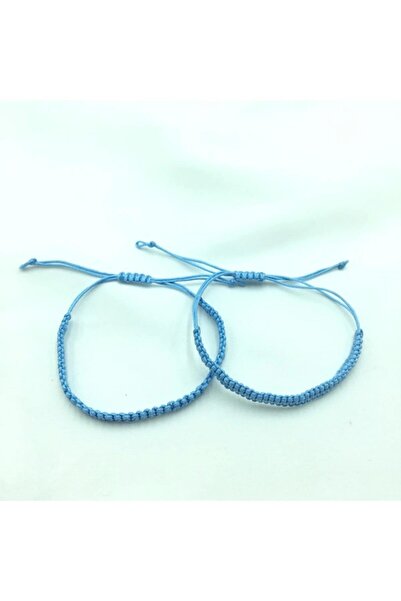 Tralles Takı Ikili Makrome Örgülü Ayarlanabilir Turkuaz Bileklik