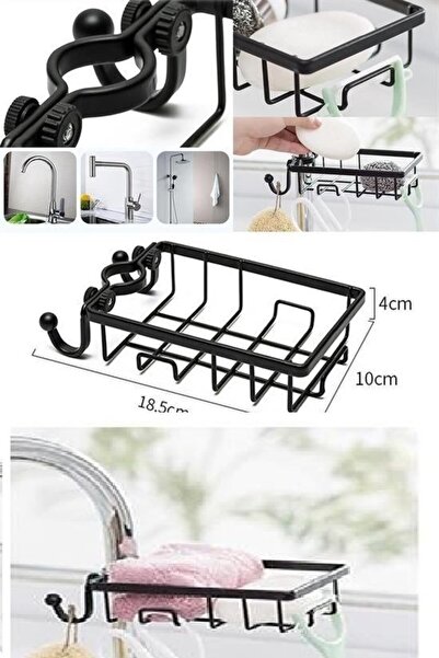 RELATOS Musluğa Sabitlenen Çelik Bulaşık Süngeri  Katı Sabun Tutucu Askılı Mu...