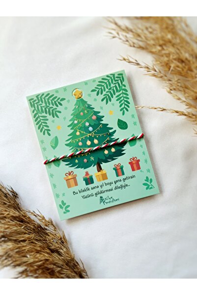 Atölye Merdiven 10 adet Yılbaşı Kartlı Bileklik Seti Yeni yıl Şans Dilek Bilekliği 2025 2026