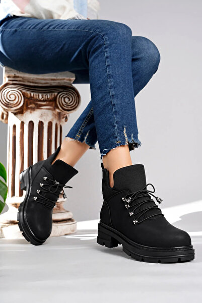 innsteal La noire Bağcıksız (Slip- On) Siyah Renk Kaydırmaz Taban Orta Topukl...