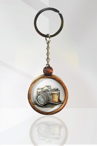 Tahtakolik Camera Wooden Keychain