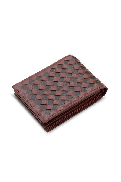GUARD Knitted Patterned Tan Brown Leather Men's Wallet