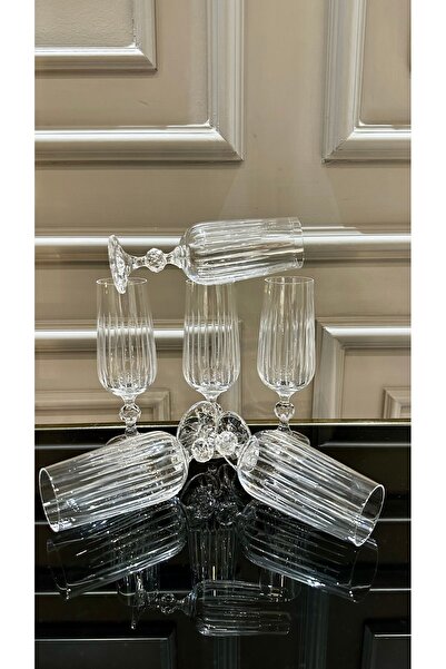teknotrust El işi ayaklı bej kristal su ve kahve bardağı, şık ve zarif tasarım