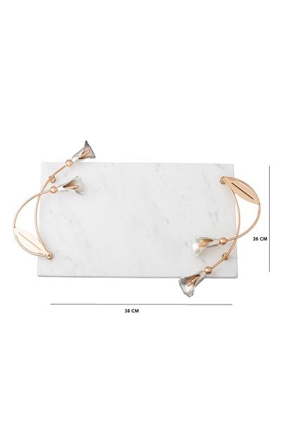 Dania Marble Top With Golden Metal Handles, Used For Presentations And Decorations