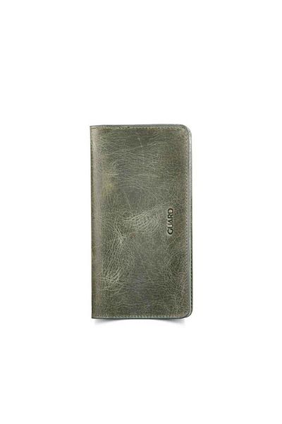 GUARD Leather Men's/Women's Portfolio Wallet with Phone Slot - Khaki Green