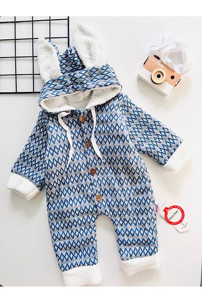 cacobutik Baby Knitwear Plush Hooded Jumpsuit