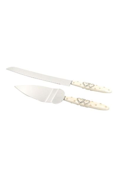 Dania 2-Piece Cake Knife Set White/Silver 1xCake Shovel 13x37x3, 1xLarge Knife 20cm