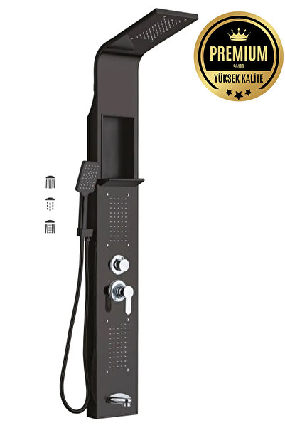 banyonatural Paslanmaz Çelik Siyah Duş Paneli, Robot Duş, Duş, Duş Fiskiyesi, Masajlı Duş Seti