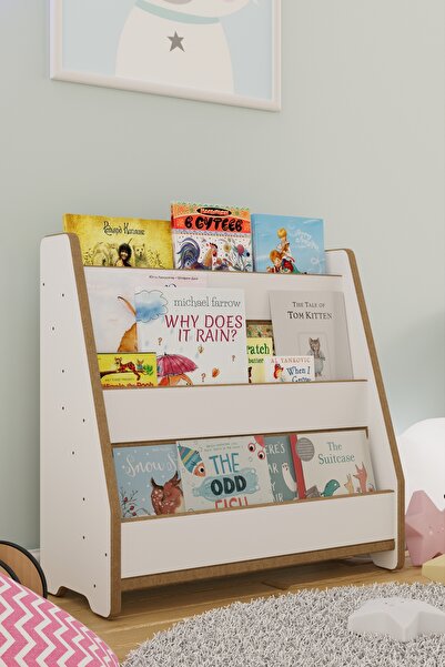 zeo wood design Montessori Mdf Çocuk Kitaplığı - Beyaz