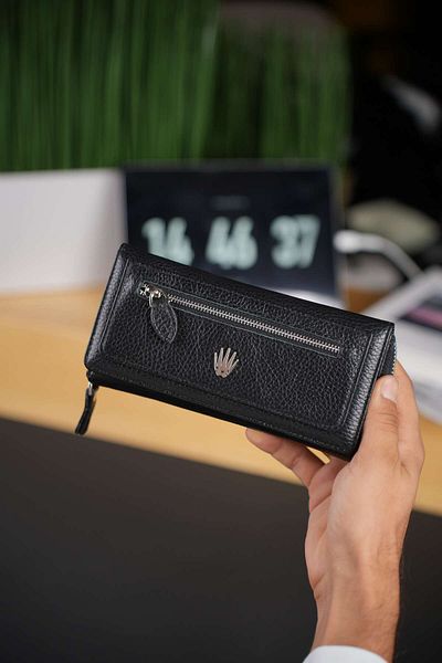 WATCHOFROYAL Fine Black Genuine Leather Phone Wallet