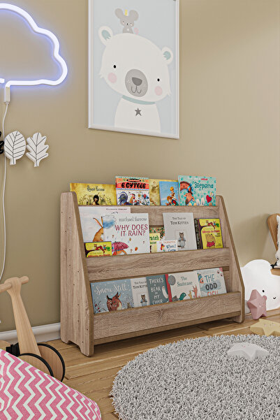 zeo wood design Montessori Mdf Çocuk Kitaplığı - Sonoma Meşe