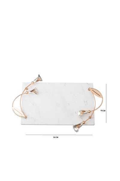 Dania Marble Top With Golden Metal Handles, Used For Presentations And Decorations