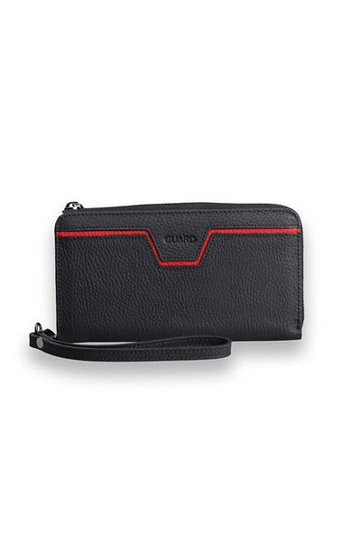 GUARD Genuine Leather - Matte Black and Red Multifunctional Wallet and Handbag