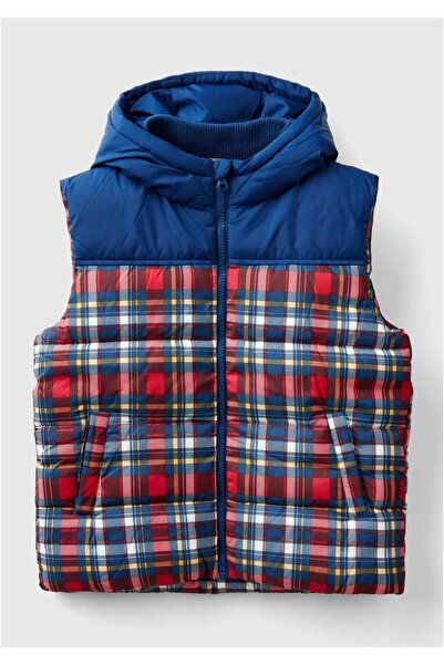 United Colors of Benetton Чоловічий дитячий синій пуховик з капюшоном і малюнком J00S