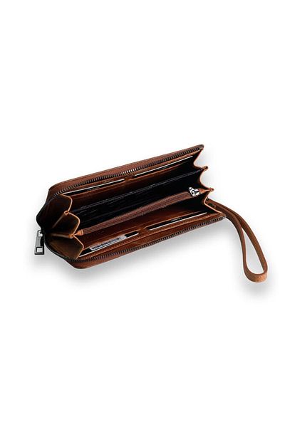 GUARD Antique Brown - Tan Multifunctional Genuine Leather Wallet and Handbag