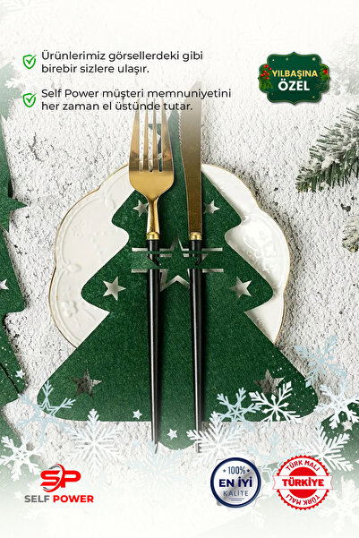Self Power NOEL AĞACI KEÇE BIÇAK ÇATAL SETİ TEMALI TASARIM&PARTİ DEKORU MASAÜSTÜ DEKORU
