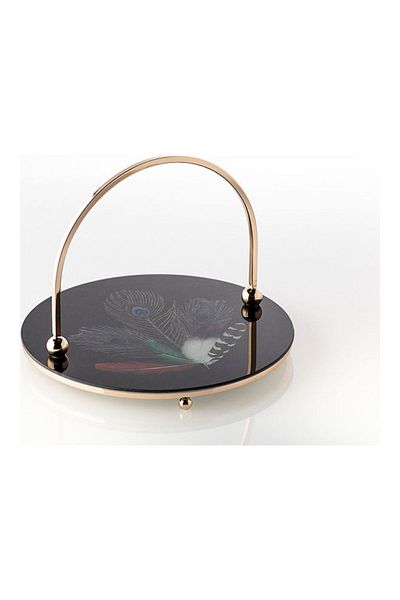 Dania Single Serving Plate With Holder Black/Gold 25 x 25 x 19cm