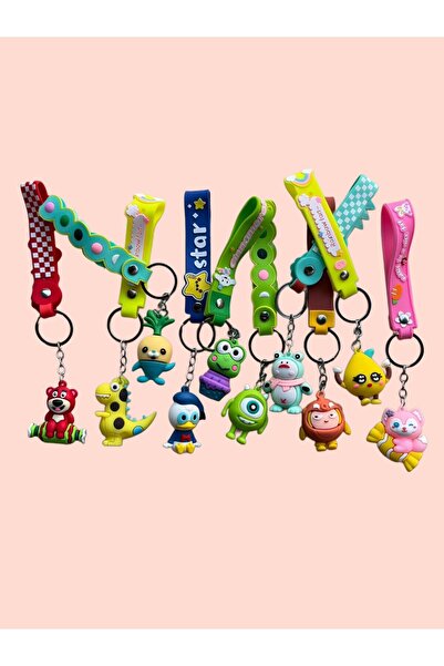 Hyd 10 Pcs Toy Silicone Character Figure Keychain Bag Accessory Karne Gift Birthday Gift